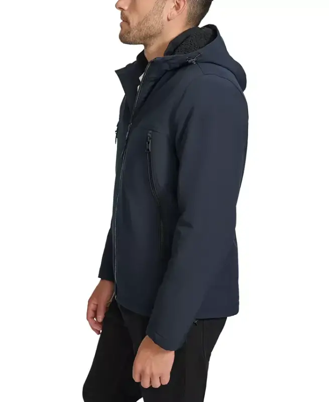 Men's Sherpa Lined Infinite Stretch Soft Shell Jacket -True Navy - 3
