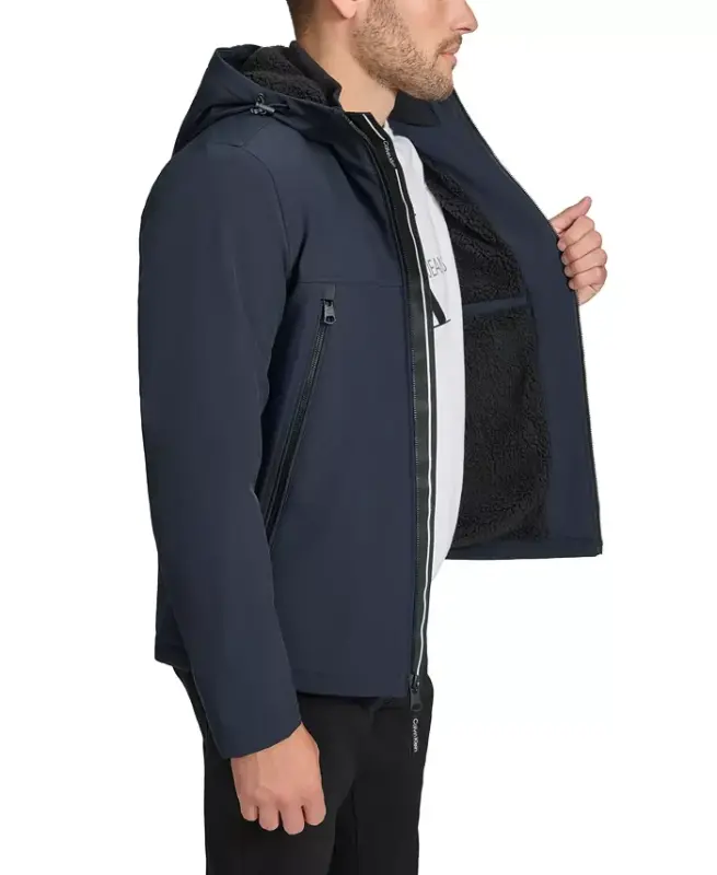 Men's Sherpa Lined Infinite Stretch Soft Shell Jacket -True Navy - 4
