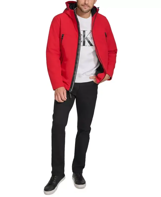 Men's Sherpa Lined Infinite Stretch Soft Shell Jacket -True Red - 4