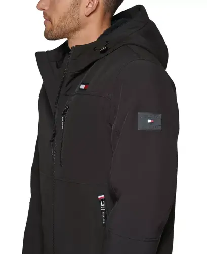 Men's Sherpa-Lined Softshell Hooded Jacket - Black - 5