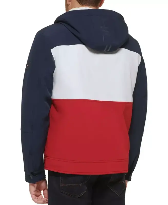 Men's Sherpa-Lined Softshell Hooded Jacket - Mid/ice/red Combo (Muf) - 2
