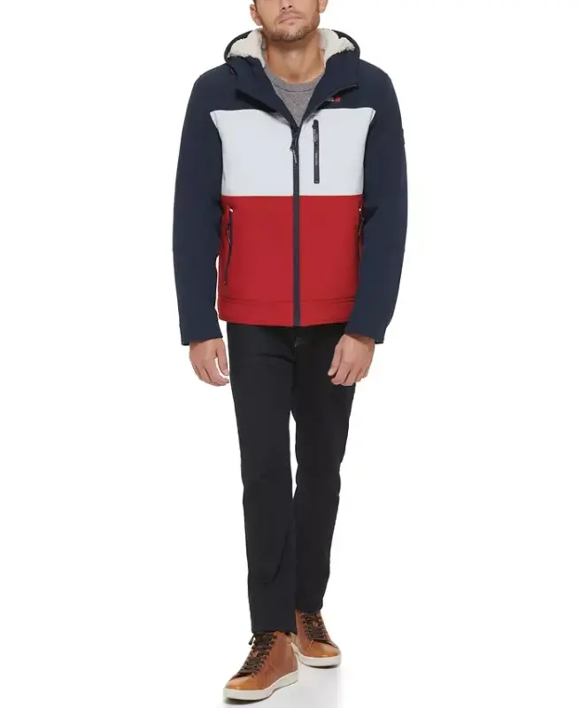 Men's Sherpa-Lined Softshell Hooded Jacket - Mid/ice/red Combo (Muf) - 5