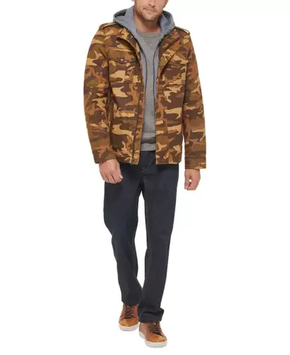 Men’s Sherpa Lined Two Pocket Hooded Trucker Jacket - 2