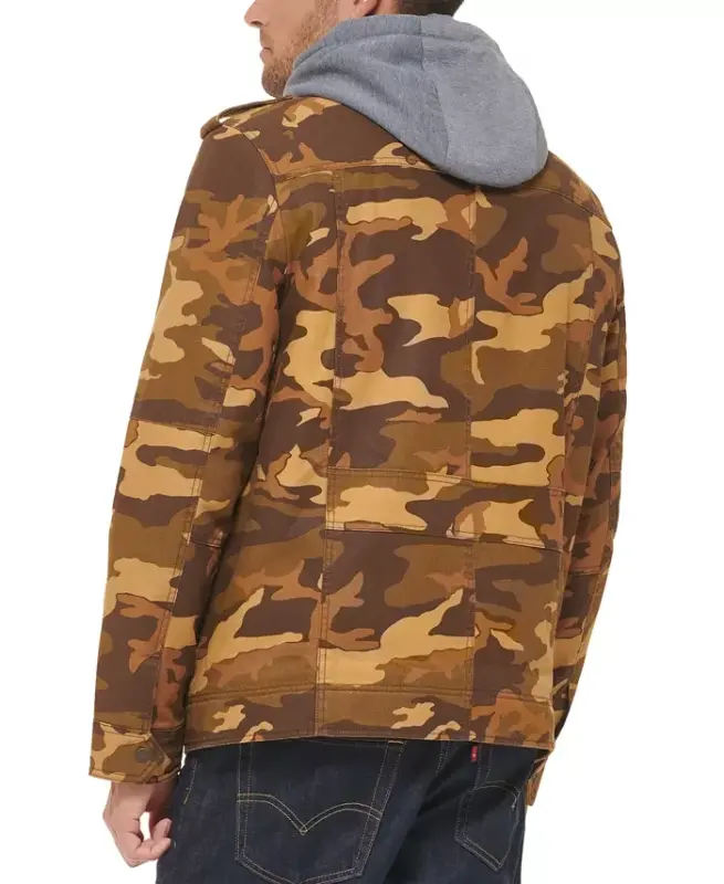 Men’s Sherpa Lined Two Pocket Hooded Trucker Jacket - 4