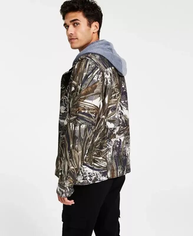 Men’s Sherpa Lined Two Pocket Hooded Trucker Jacket-Real Tree Print - 3