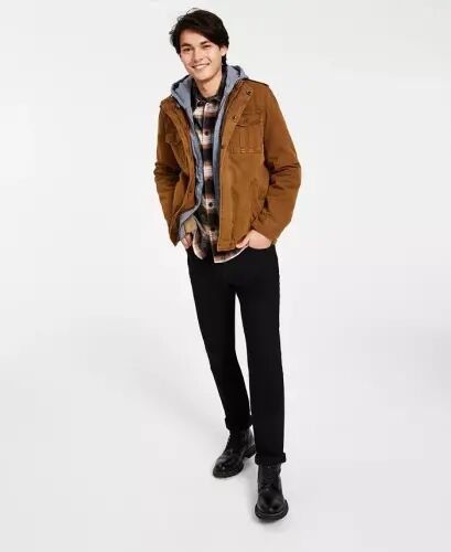 Men’s Sherpa Lined Two Pocket Hooded Trucker Jacket-Worker Brown - LEVI'S (1)