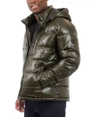 Men's Shine Puffer Jacket-Dark Olive - MICHAEL KORS (1)