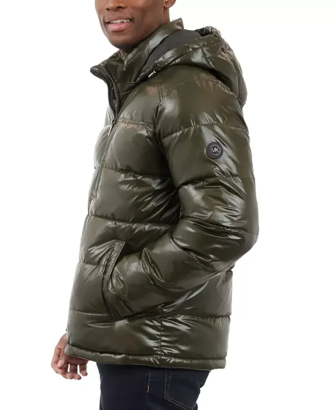 Men's Shine Puffer Jacket-Dark Olive - 4