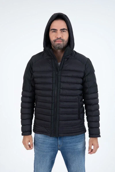 Men's Short Detachable Hooded Padded Water Repellent Classic Puffer Jacket 9710 - G-FOX (1)