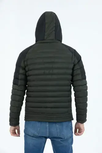 Men's Short Detachable Hooded Padded Water Repellent Classic Puffer Jacket 9710-KHAKI - 3