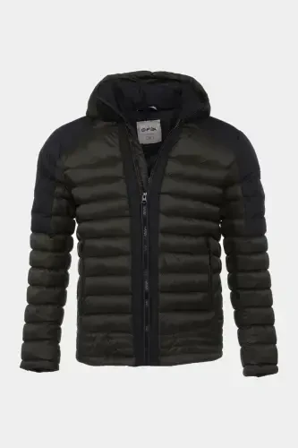 Men's Short Detachable Hooded Padded Water Repellent Classic Puffer Jacket 9710-KHAKI - 4