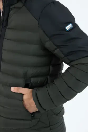 Men's Short Detachable Hooded Padded Water Repellent Classic Puffer Jacket 9710-KHAKI - 6