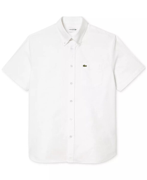 Men's Short Sleeve Button-Down Oxford Shirt 001 White - 3