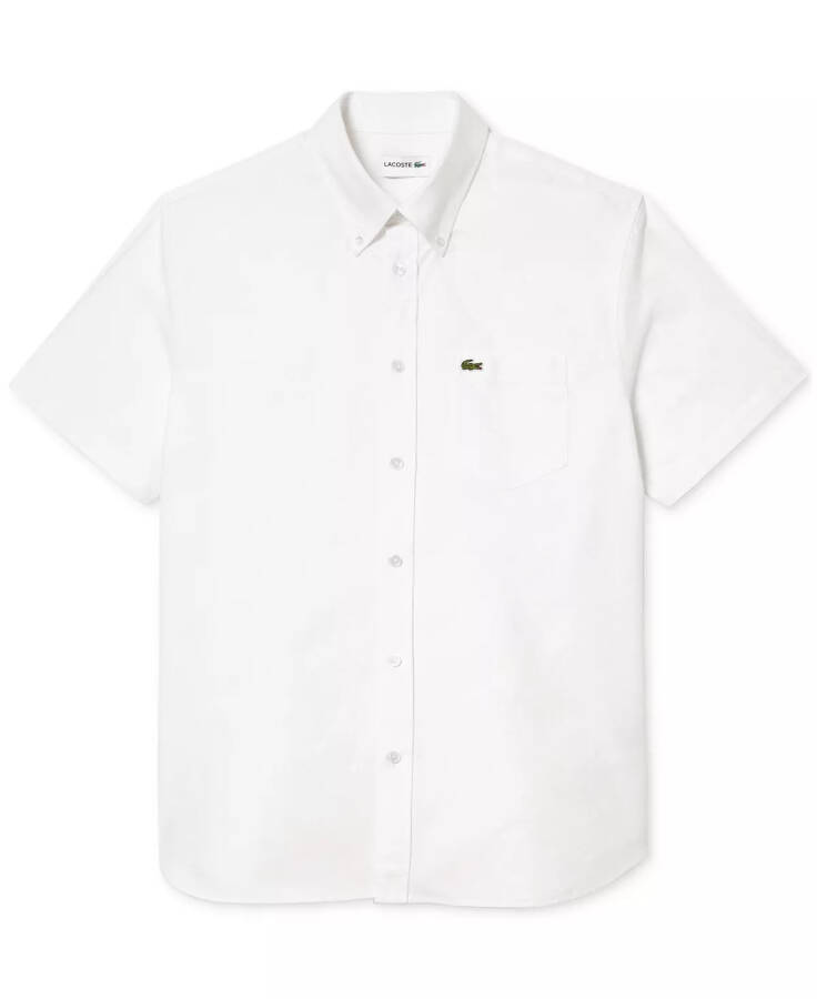 Men's Short Sleeve Button-Down Oxford Shirt 001 White - 3