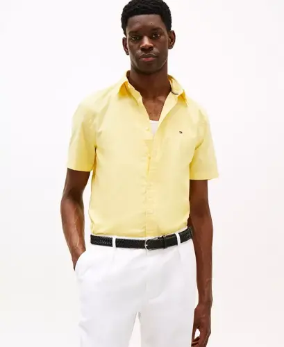 Men's Short Sleeve Flex Poplin Regular Fit Shirt - Citronella - 1