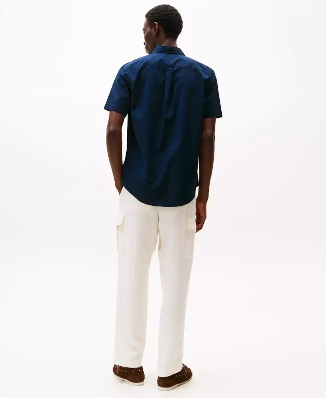 Men's Short Sleeve Flex Poplin Regular Fit Shirt-Desert Sky - 2