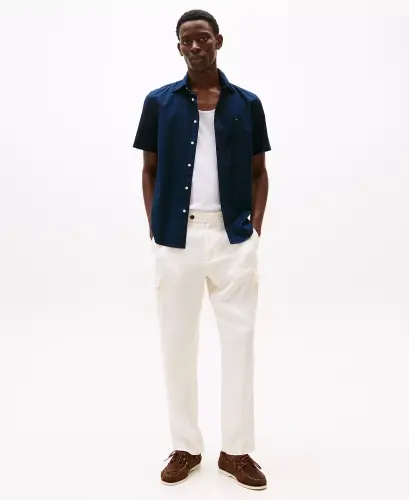 Men's Short Sleeve Flex Poplin Regular Fit Shirt-Desert Sky - 4