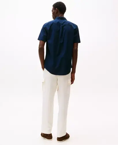 Men's Short Sleeve Flex Poplin Regular Fit Shirt-Desert Sky - TOMMY HILFIGER (1)