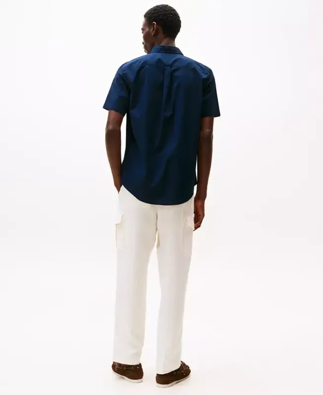 Men's Short Sleeve Flex Poplin Regular Fit Shirt-Desert Sky - 2