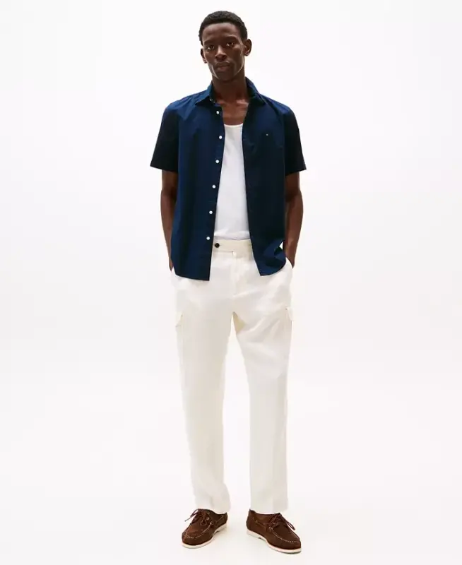 Men's Short Sleeve Flex Poplin Regular Fit Shirt-Desert Sky - 4