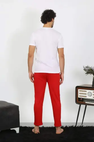 Men's Short Sleeve Knitted White Pajama Set 6846 - 6