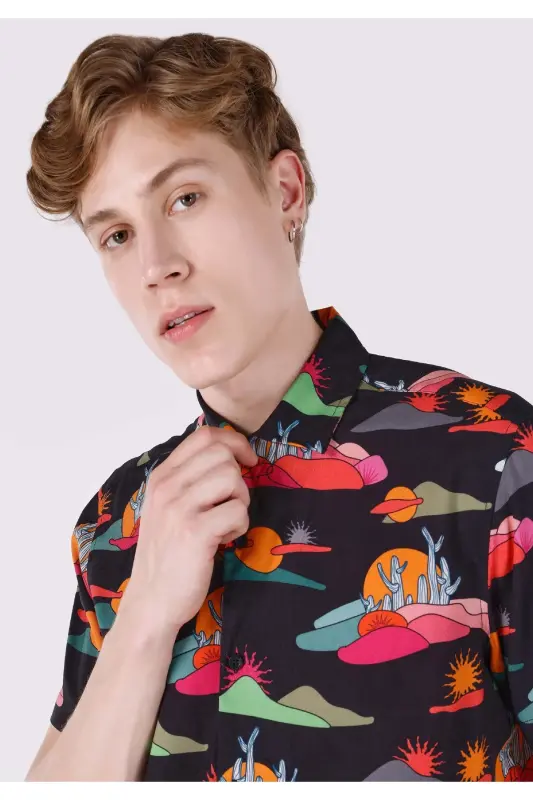 Men's short sleeve, multi-colored, regular fit printed t-shirt. - 4