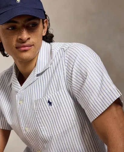 Men's Short-Sleeve Oxford Shirt - 7279A White Royal - 3