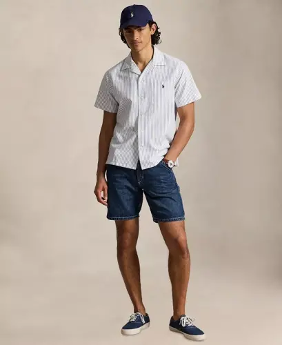 Men's Short-Sleeve Oxford Shirt - 7279A White Royal - 4