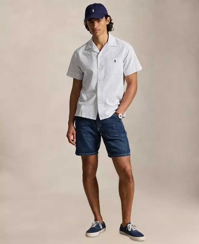 Men's Short-Sleeve Oxford Shirt - 7279A White Royal - 4