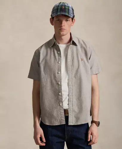 Men's Short-Sleeve Oxford Shirt - Nutmeg Brown - 1