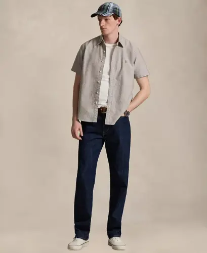 Men's Short-Sleeve Oxford Shirt - Nutmeg Brown - 4