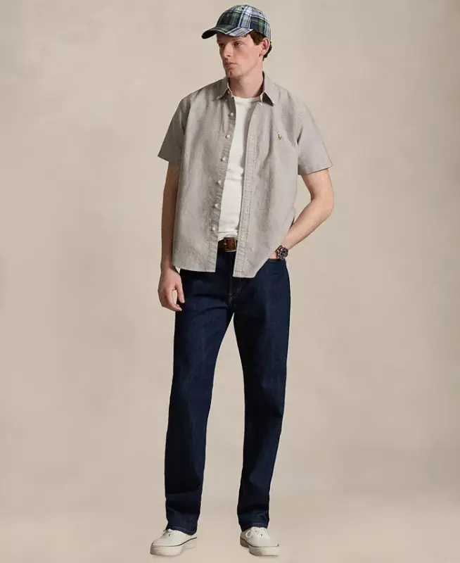 Men's Short-Sleeve Oxford Shirt - Nutmeg Brown - 4
