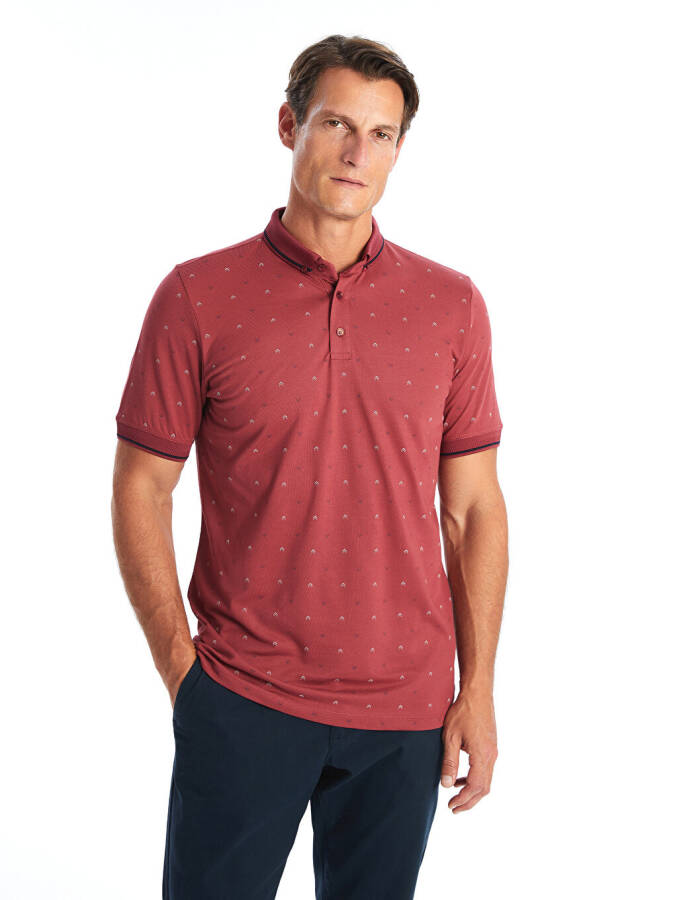 Men's Short Sleeve Patterned Piqué Polo Shirt - 7