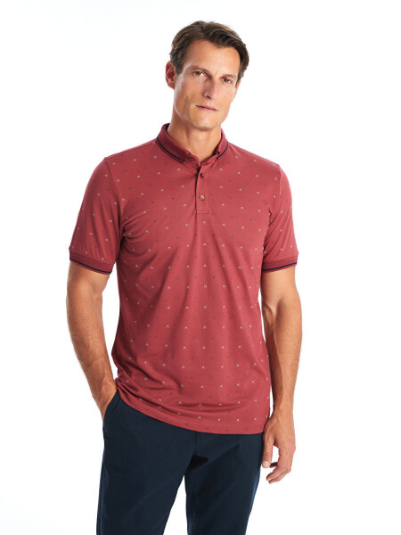 Men's Short Sleeve Patterned Piqué Polo Shirt - 1