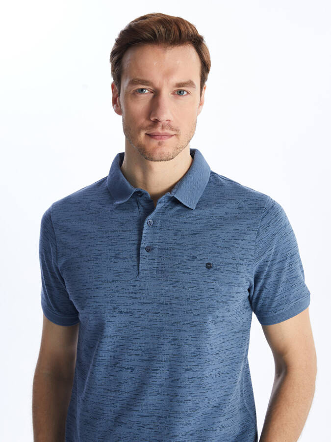 Men's Short Sleeve Patterned Polo Shirt - 8