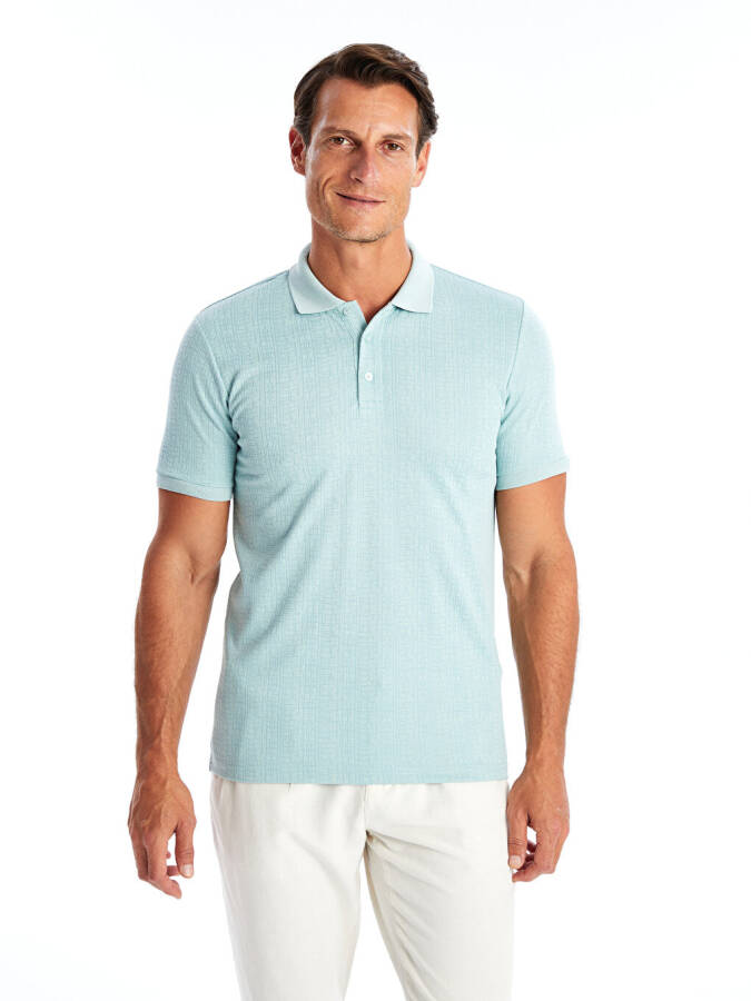 Men's Short Sleeve Patterned Polo Shirt - 7