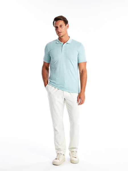 Men's Short Sleeve Patterned Polo Shirt - 8