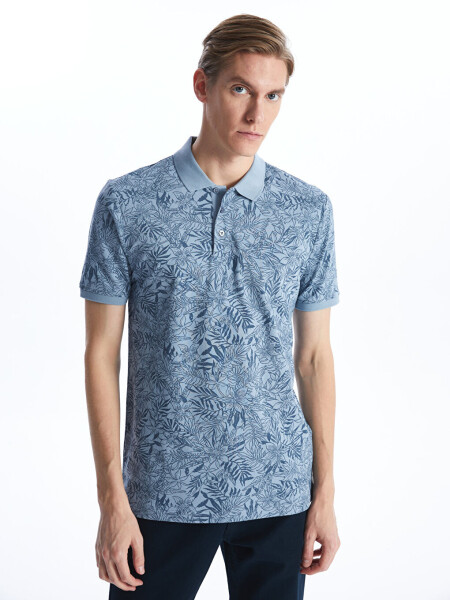 Men's Short Sleeve Patterned Polo Shirt - 1