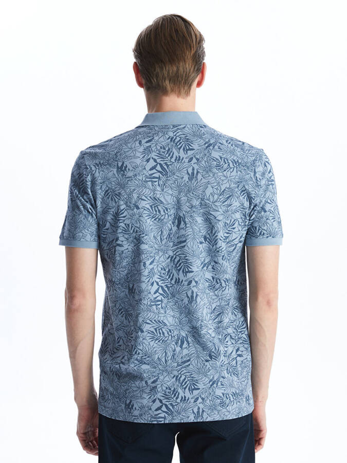 Men's Short Sleeve Patterned Polo Shirt - 5