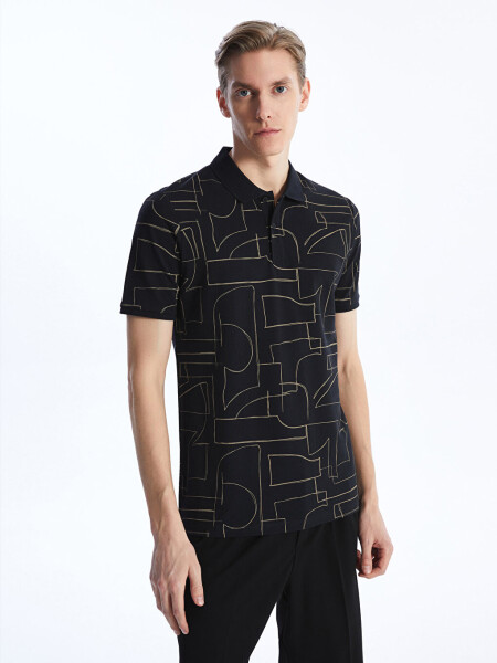 Men's Short Sleeve Polo Shirt with Pattern - 8