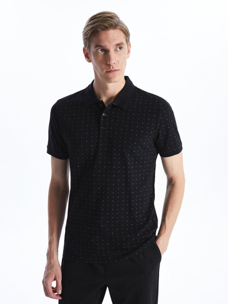 Men's Short Sleeve Polo Shirt with Patterned Pique - 8