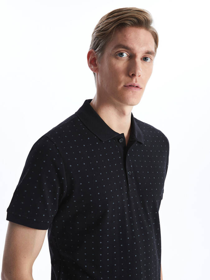 Men's Short Sleeve Polo Shirt with Patterned Pique - 9