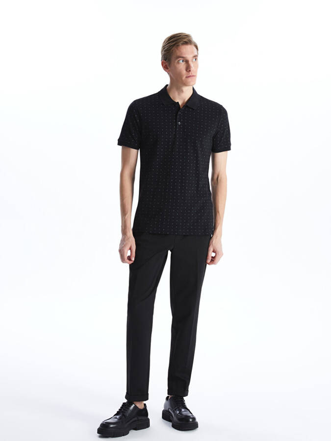 Men's Short Sleeve Polo Shirt with Patterned Pique - 10