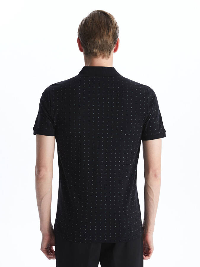 Men's Short Sleeve Polo Shirt with Patterned Pique - 12