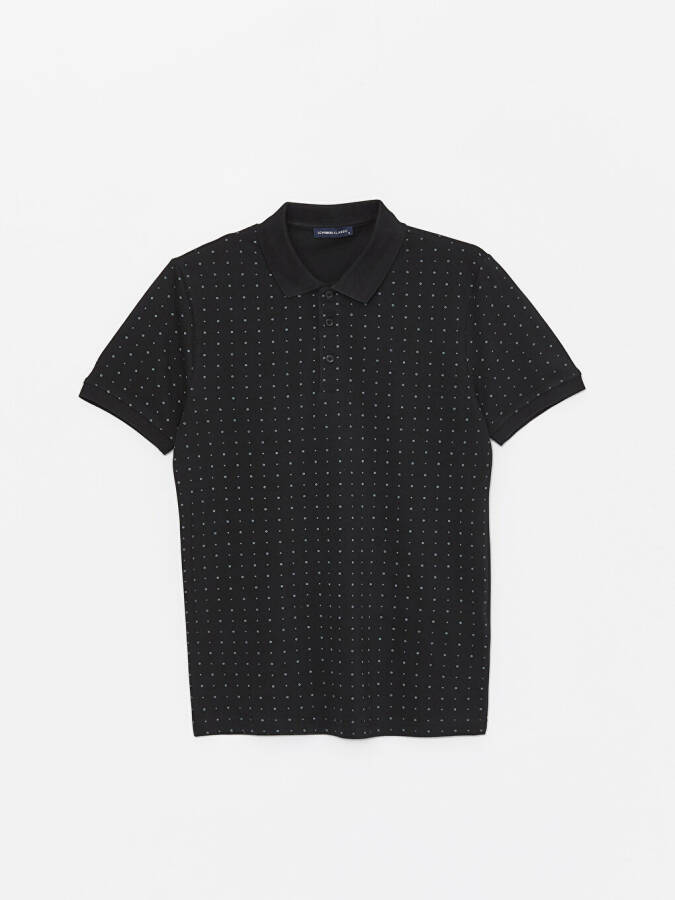 Men's Short Sleeve Polo Shirt with Patterned Pique - 13