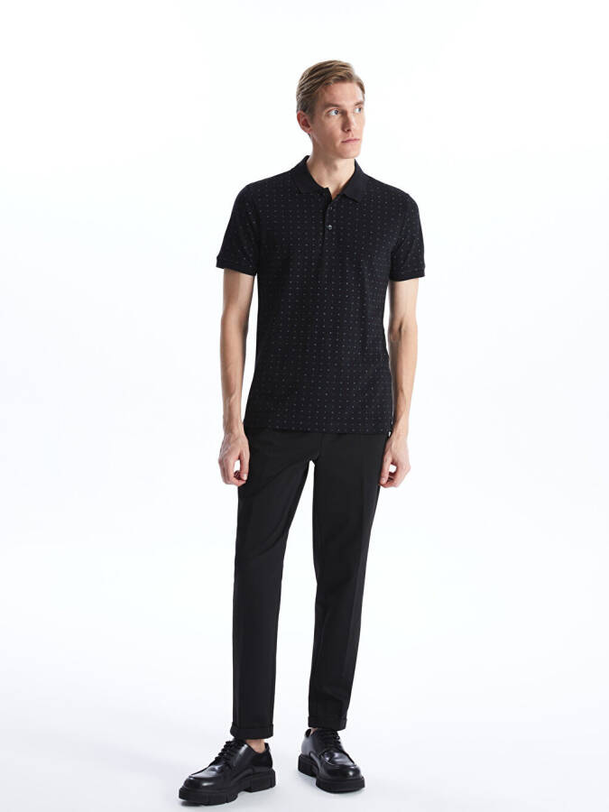 Men's Short Sleeve Polo Shirt with Patterned Pique - 3