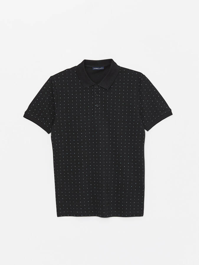 Men's Short Sleeve Polo Shirt with Patterned Pique - 6