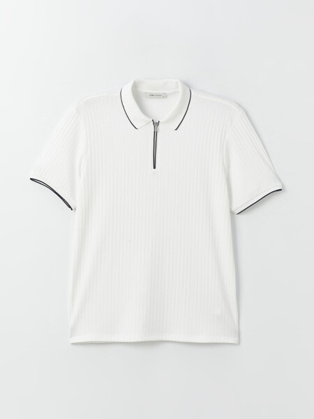 Men's Short Sleeve Polo Shirt with Texture - 13