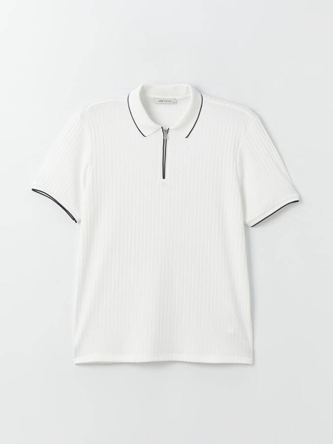 Men's Short Sleeve Polo Shirt with Texture - 13