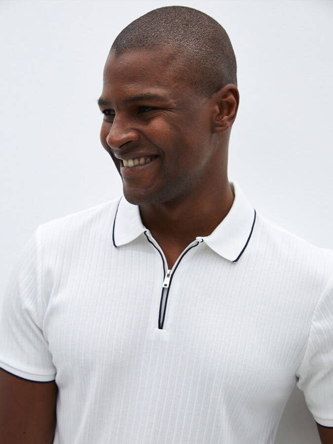 Men's Short Sleeve Polo Shirt with Texture - 2